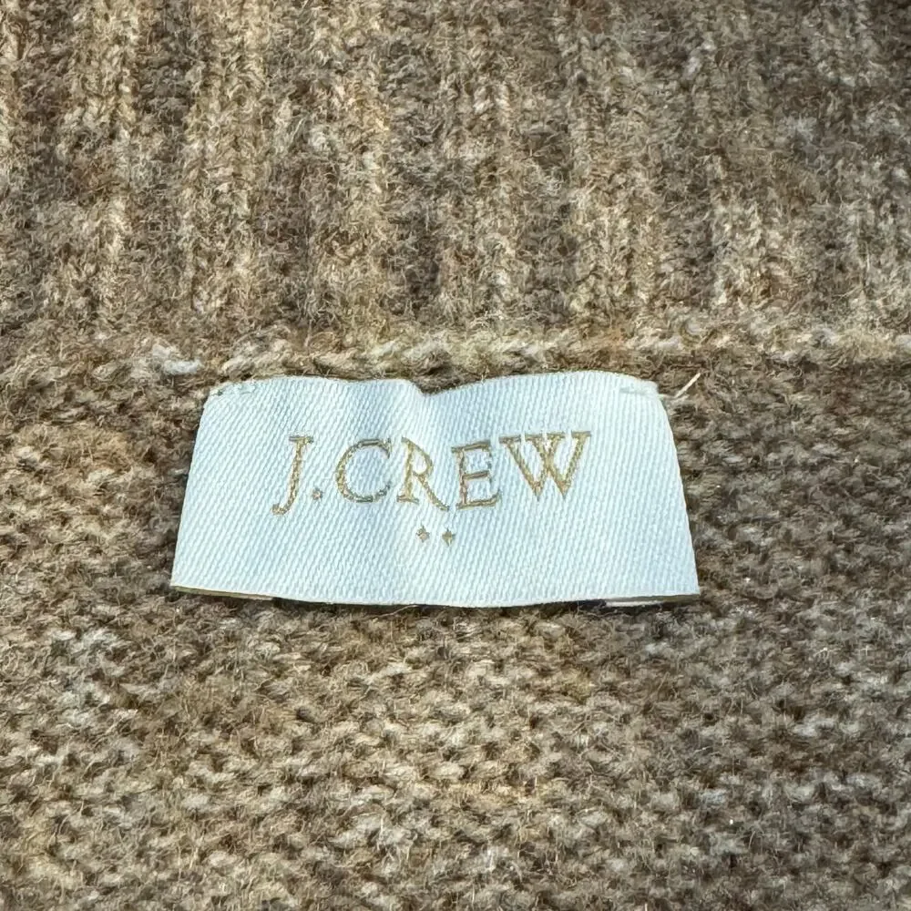 J.Crew Wool Blend Mock Neck Oversized Sleeveless Sweater Tan One Size